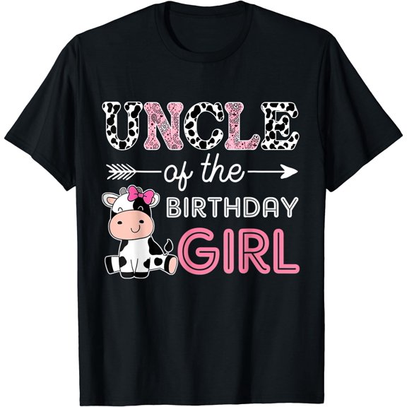 Uncle Of The Birthday Girl Farm Cow Uncle Matching Family T-Shirt , Vintage T-Shirt