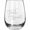 thumbnail image 1 of Uncle Of The Groom Samantha Font Wedding Party Themed Etched 15.25oz Libbey Stemless Wine Glass, 1 of 1