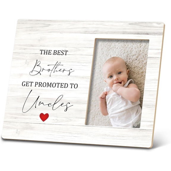 Uncle Picture Frames, Best Brothers Get Promoted To Uncle Photo Frame, 108 for Men Boys, Christmas & Birthday Gifts from Niece Nephew (White)