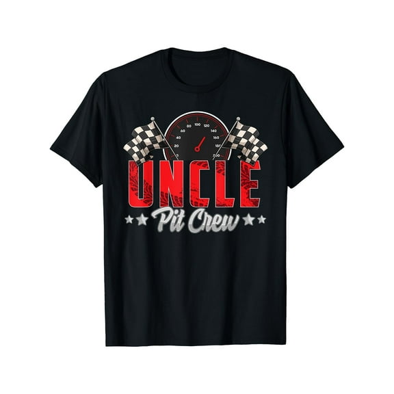 Uncle Pit Crew" Race Car Themed T-Shirt - 100% Cotton, Soft & Breathable with Checng Fans, Racing Event Apparel|Vibrant Print Tee|Breathable Fabric
