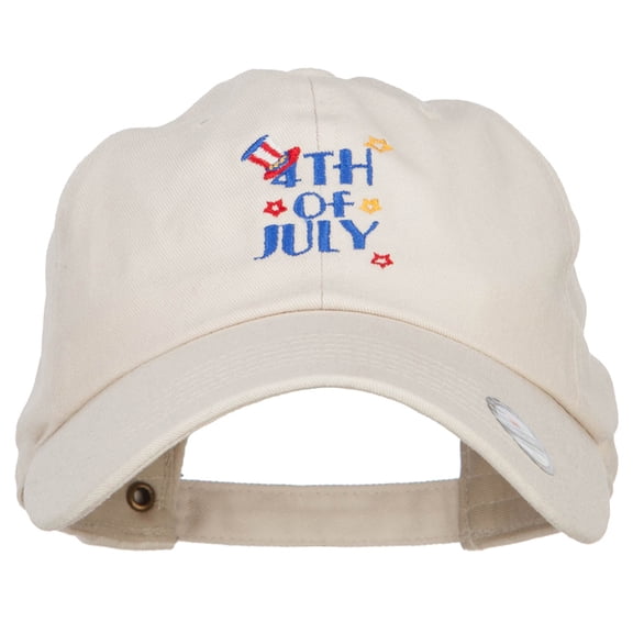 Uncle Sam 4th of July Embroidered Unstructured Cap - Beige OSFM