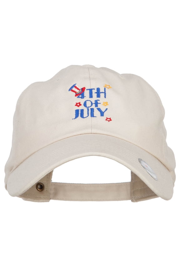 Uncle Sam 4th of July Embroidered Unstructured Cap - Beige OSFM
