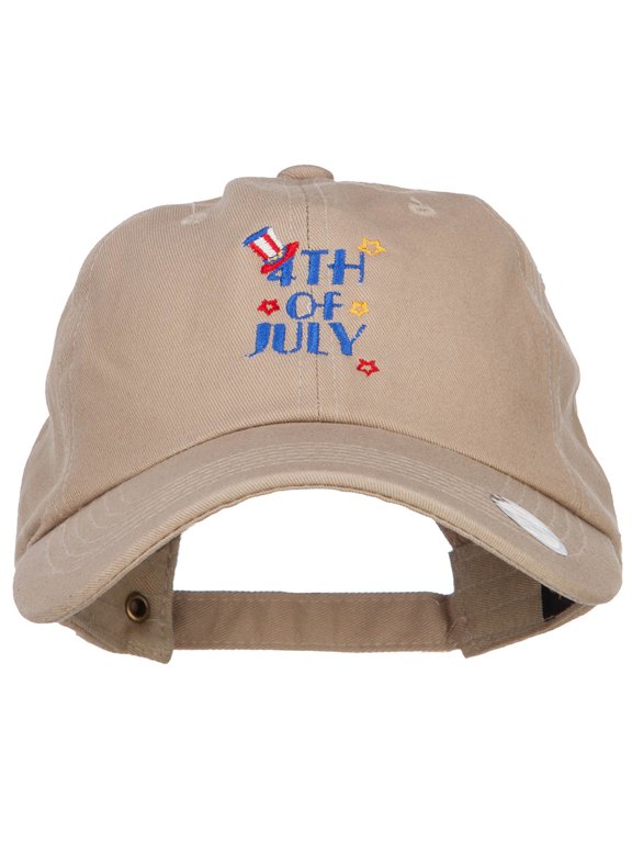 Uncle Sam 4th of July Embroidered Unstructured Cap - Khaki OSFM