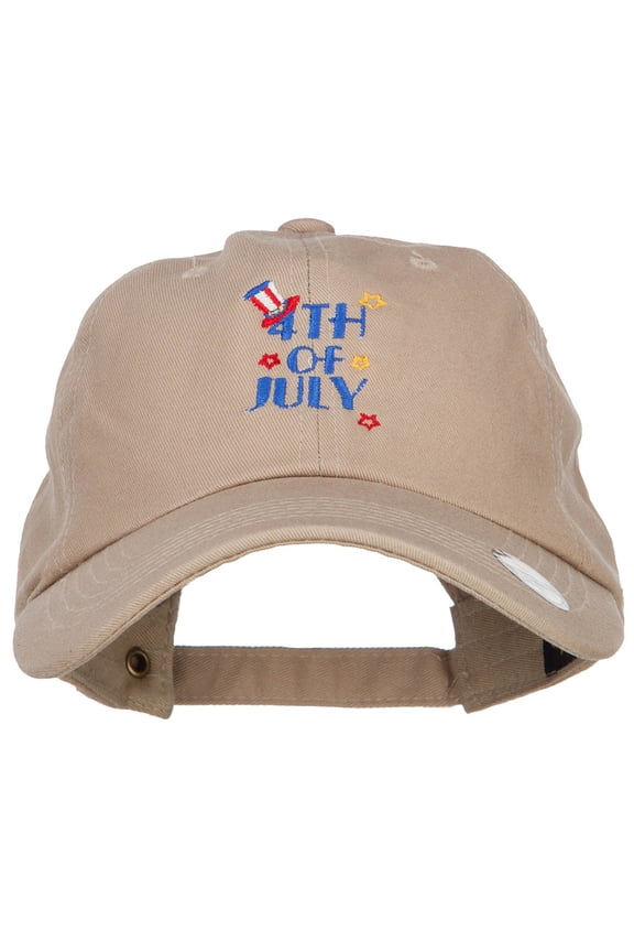 Uncle Sam 4th of July Embroidered Unstructured Cap - Khaki OSFM