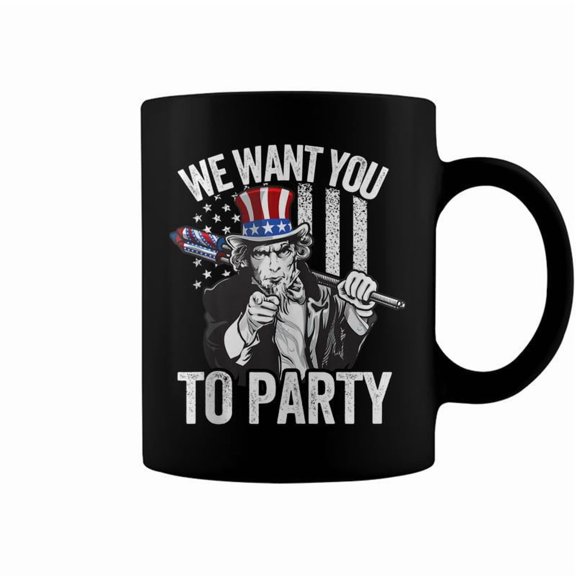 Uncle Sam Firework 4Th Of July Men American Usa Flag Coffee Mugs