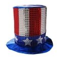 thumbnail image 1 of Uncle Sam Hat with Sequins - 4th of July Party Hat, 9.84" x 7.87" Patriotic American Flag Top Hat for Independence Day Carnival, Festive Costume Accessory, 1 of 6