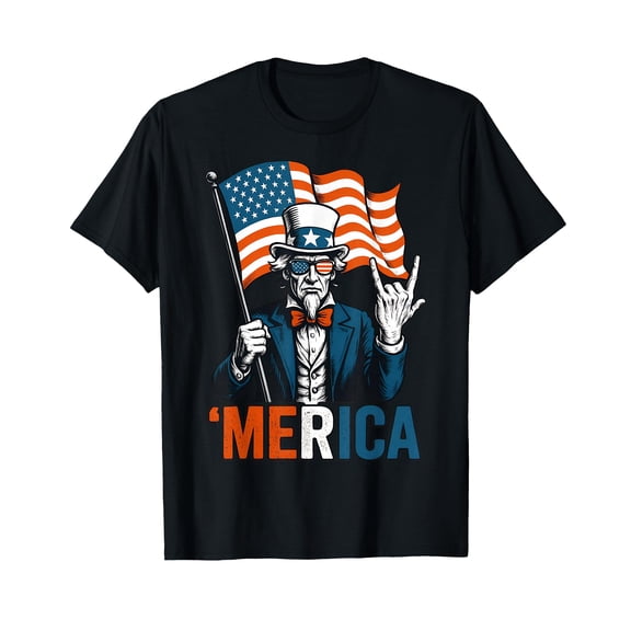 Uncle Sam Merica Garden Flag - Fun Graphic with American Flag Gesture - Double Sided Outdoor Decor for 4th of July