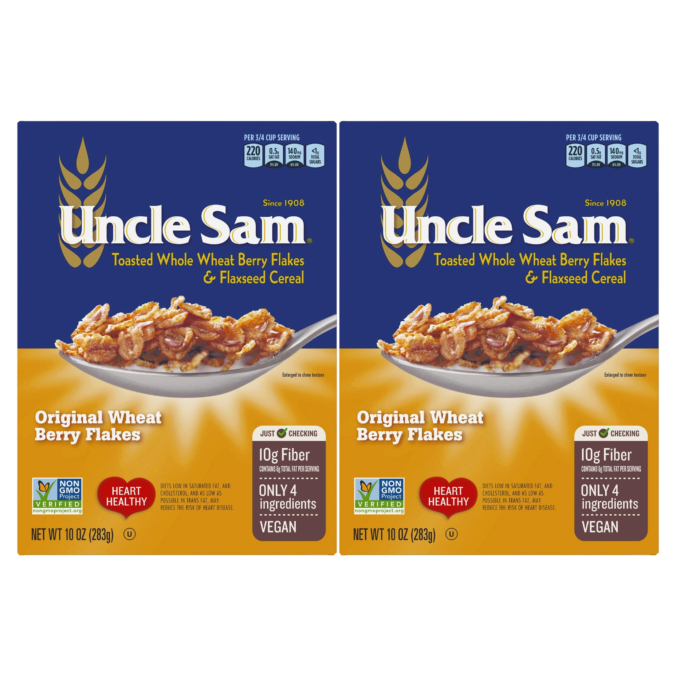 (2 pack) Uncle Sam Original Wheat Berry Flakes Cereal, High Fiber