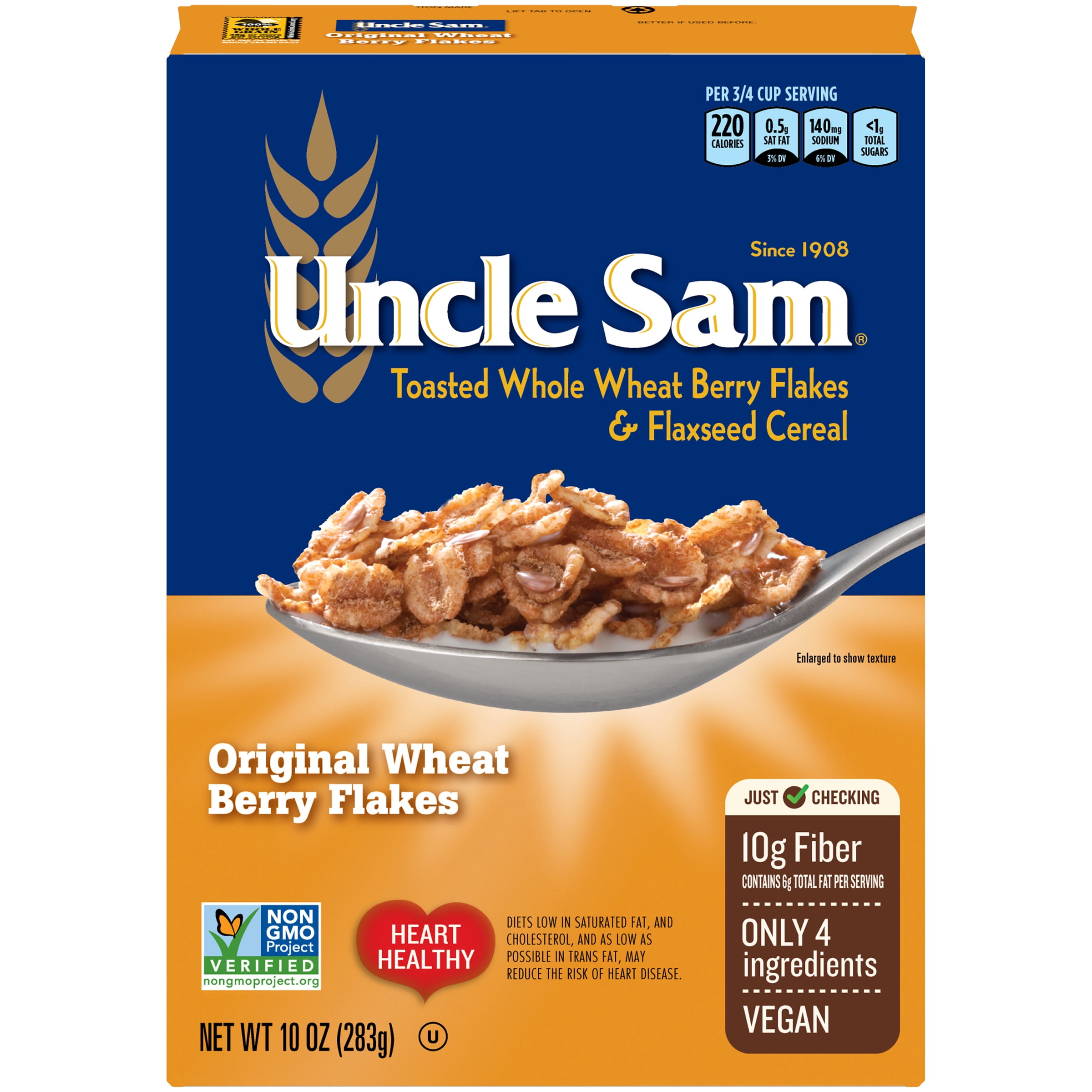 Uncle Sam Original Wheat Berry Flakes Cereal, High Fiber, Whole Grain