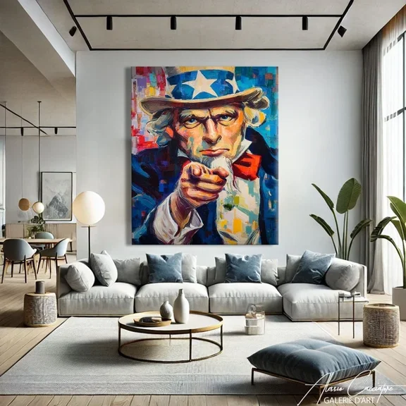 Uncle Sam Patriotic USA Poster Wall Art, 8x12 UNFRAMED