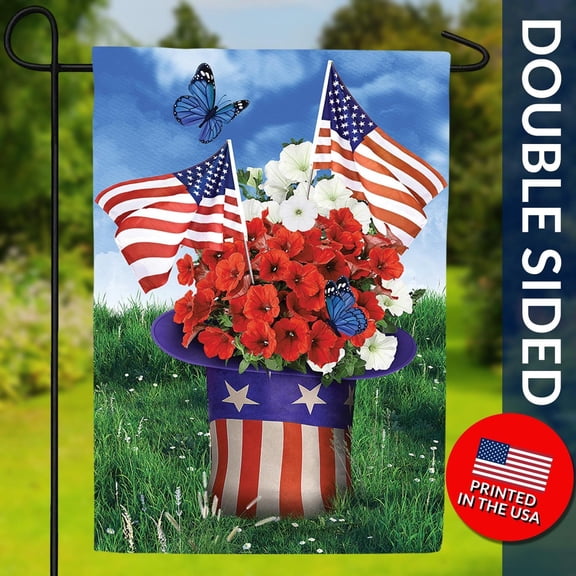 Uncle Sam Poppy Flower Hat Flag Patriotic Garden Decor