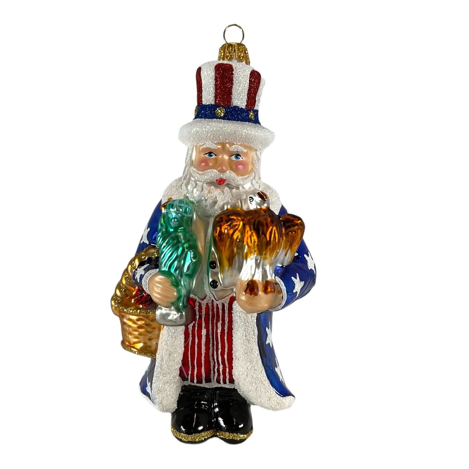 Pinnacle Peak Trading Uncle Sam Santa Polish Glass Christmas Ornament ...