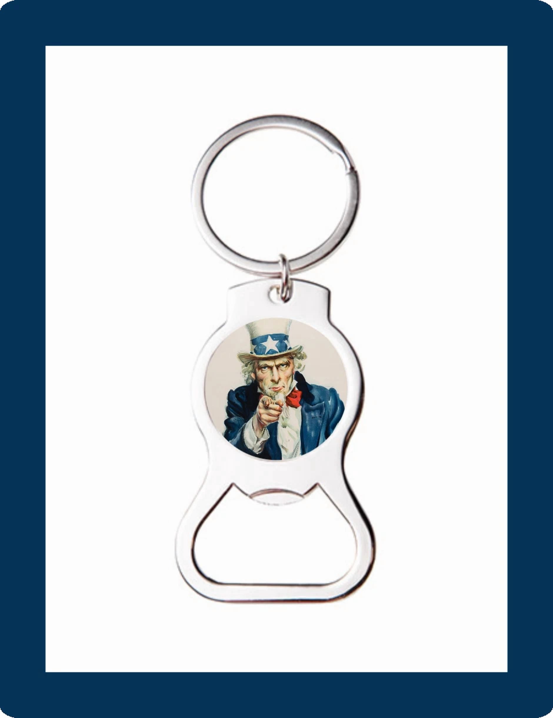 Uncle Sam Usa Army Guy Custom Bottle Opener Keychain Key Ring Cool Unique Gift