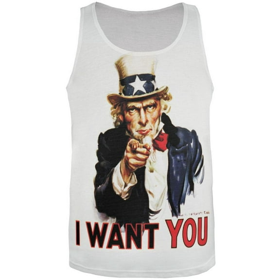 Uncle Sam Wants You All Over Adult Tank Top - Large