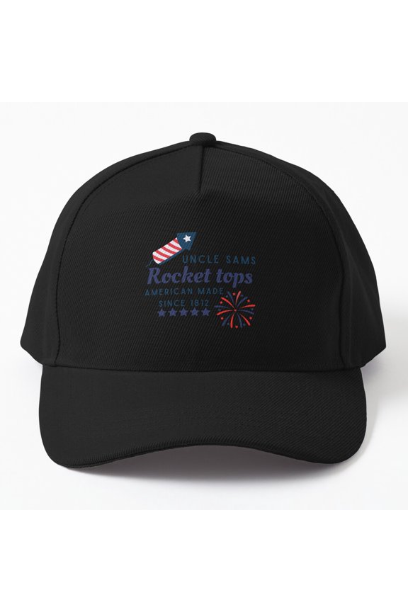 Uncle Sam's Rocket Tops Baseball Cap, American Space Graphic, Casual Hat Style