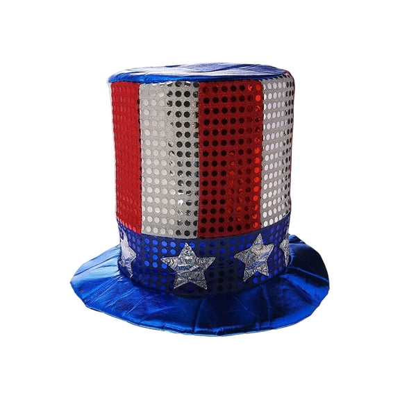 Uncle Sam's Top Hat, Sequined US Flag Hat for Independence Day, Carnival, Sports Events & Patriotic Celebrations, Fun Party Accessory
