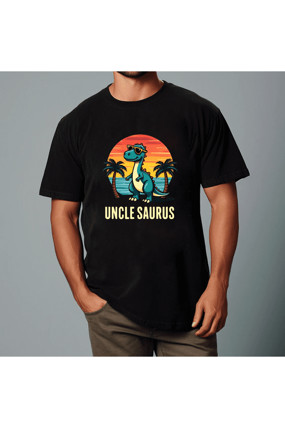 Uncle Saurus Retro Dinosaur Cartoon Family Matching Graphic Unisex T-Shirt V11342, up to size 5XL