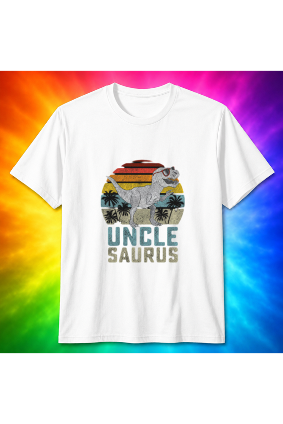 Uncle Saurus Retro Dinosaur Sunglasses Sunset T-Shirt, for men & women, S-5XL