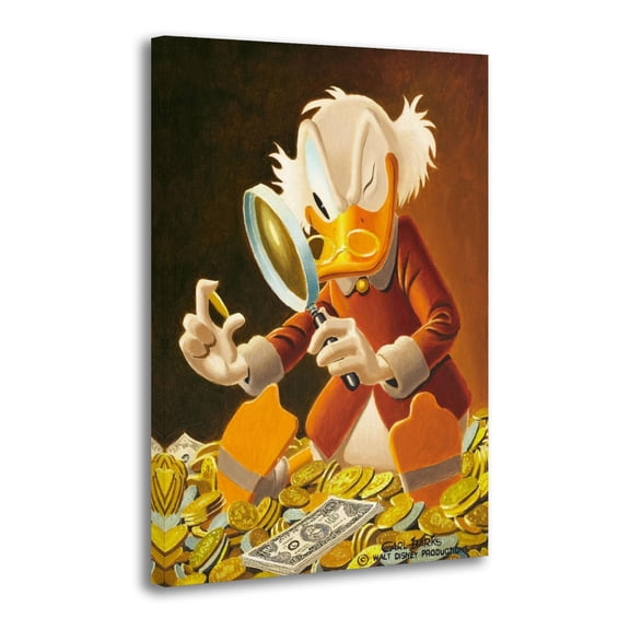 Uncle Scrooge Examines A Gold Coin with A Magnifying Glass Wall Art Picture Painting Poster Canvas Print Posters Artworks Bedroom Living Room Decor 16x24inch(40x60cm)