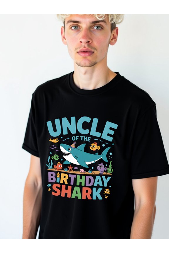 Uncle Shark Birthday Tee men's t-shirt black elegantly top Everyday and weekend wear Perfect for exercise Classic Unisex Shirt Short Sleeve tshirts