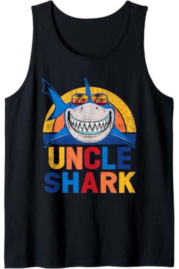 Uncle Shark Retro Father Day Uncle Shark Tank Top Size S-3XL