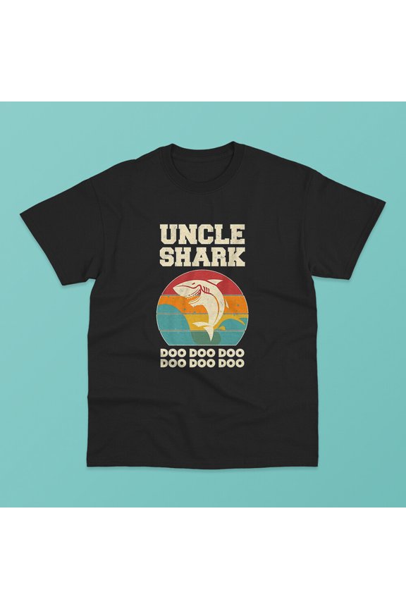 Uncle Shark Retro Vintage Fathers Day Dad Classic T-Shirt Size M L XL 2XL 3XL