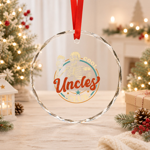 Uncle Skeleton Fathers Day Glass Ornament