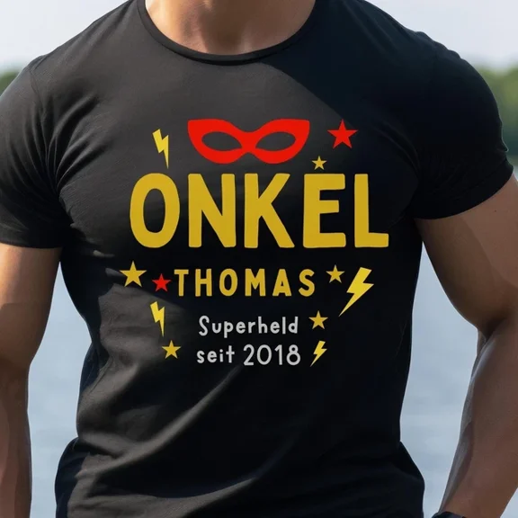Uncle Superhero T-Shirt Gift For Uncle With Name & Year Funny Shirt Men Design Preview Only