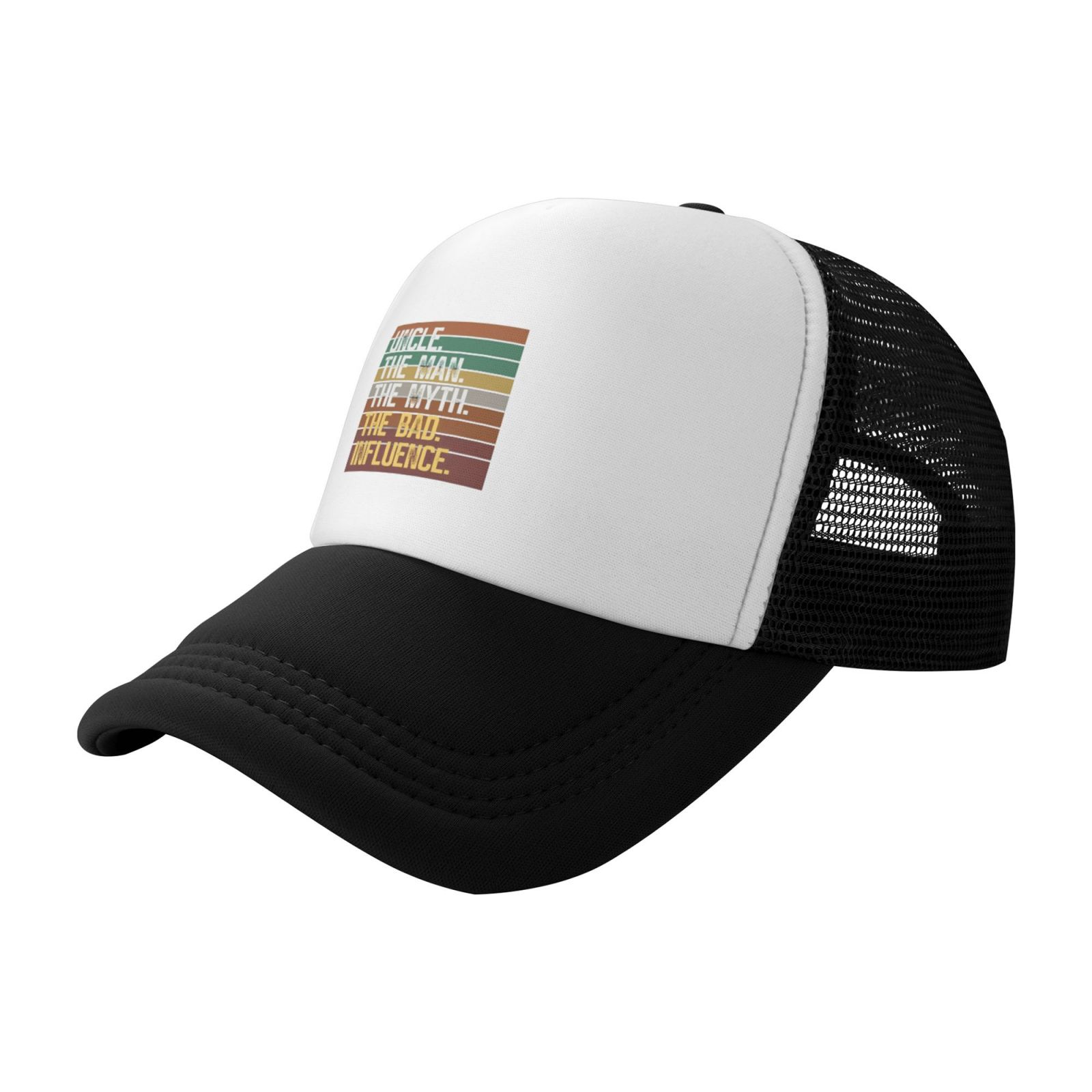 VINTAGE LIFE Unisex Trucker Hat – Adjustable Snapback, Cotton/Poly Blend, Mesh Back, Black Casual Cap