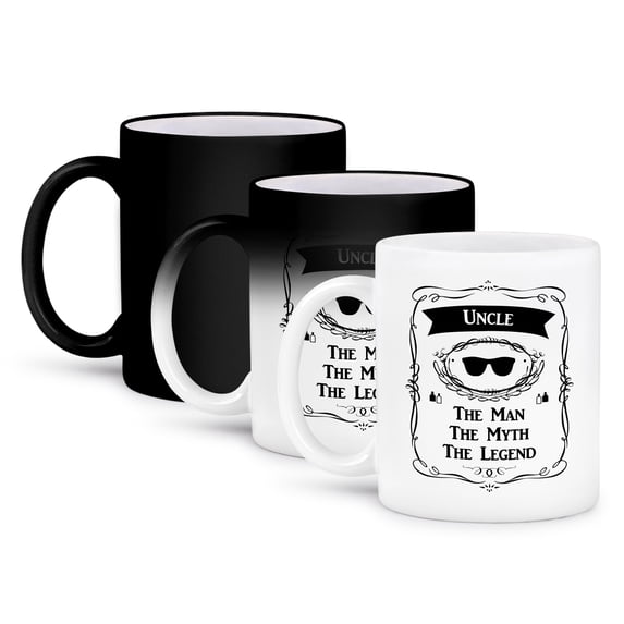 3dRose, Uncle The Man The Myth The Legend fun funny uncle appreciation gift, 11oz Magic Transforming Mug