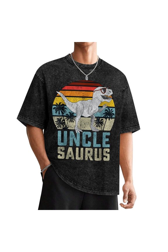 Uncle Tyrannosaurus Rex Dinosaur Uncle Sauerus Family Matching T-Shirt Washed Tee