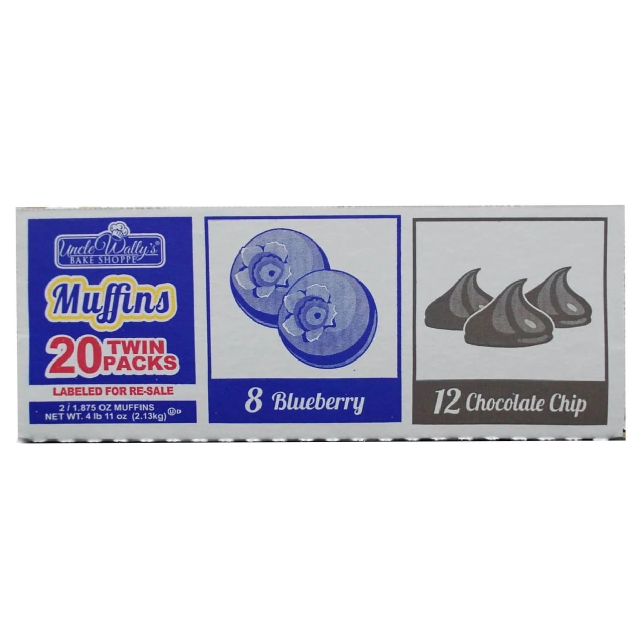 Uncle Wally's Assorted Twin Pack Muffins, Chocolate Chip \u0026 Blueberry (20 Count)