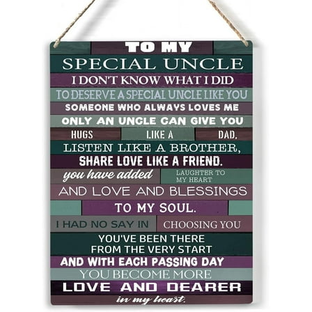 Uncle Wood Sign to My Special Uncle Someone Who Always Loves Me Wooden Signs Rustic Hanging Plaque Home Wall Art 8x10, Perfect Father Sign Wall Decor for Home Bedroom