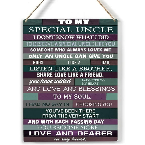 Uncle Wood Sign to My Special Uncle Someone Who Always Loves Me Wooden Signs Rustic Hanging Plaque Home Wall Art 8x10, Perfect Father Sign Wall Decor for Home Bedroom