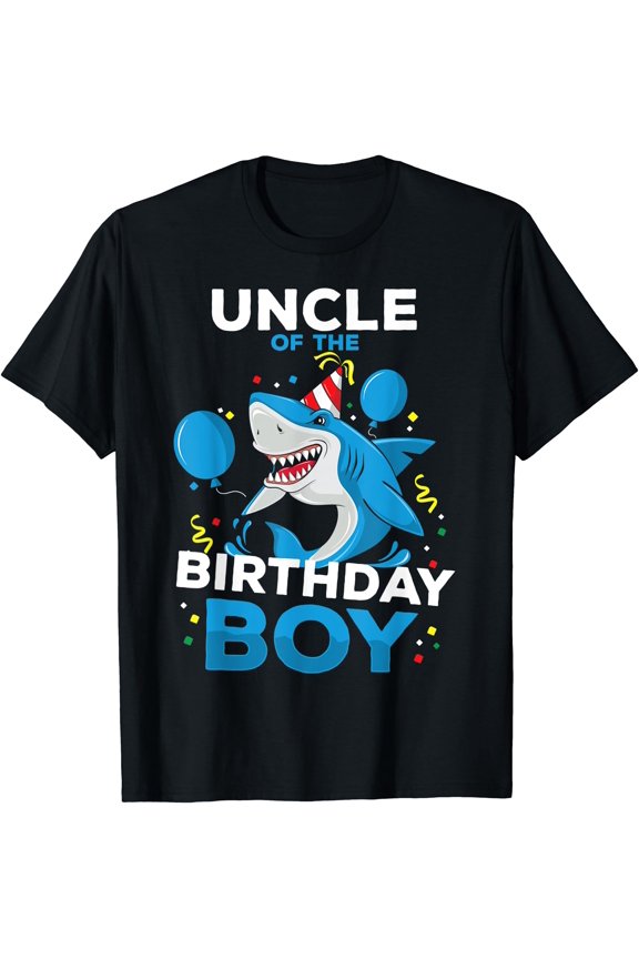 Uncle of The Birthday Boy Shark Ocean Theme Matching Family T-Shirt