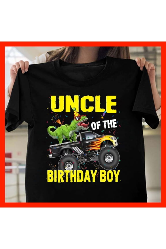 Uncle of the Birthday Boy Dinosaur Monster Truck Party Hat T-Rex Funny Gift M961, for men and women, Extended Sizes Up to 5XL