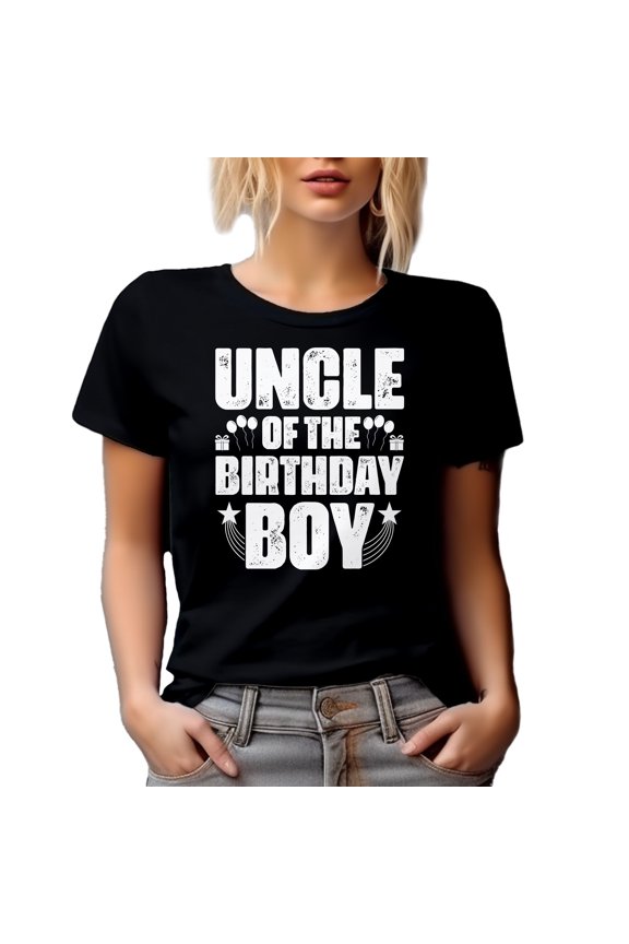 Uncle of the Birthday Boy - Nephew's B-day, Black T-Shirt, Medium