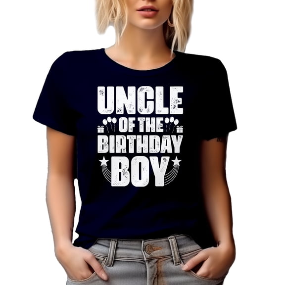 Uncle of the Birthday Boy - Nephew's B-day, Navy Blue T-Shirt, Medium