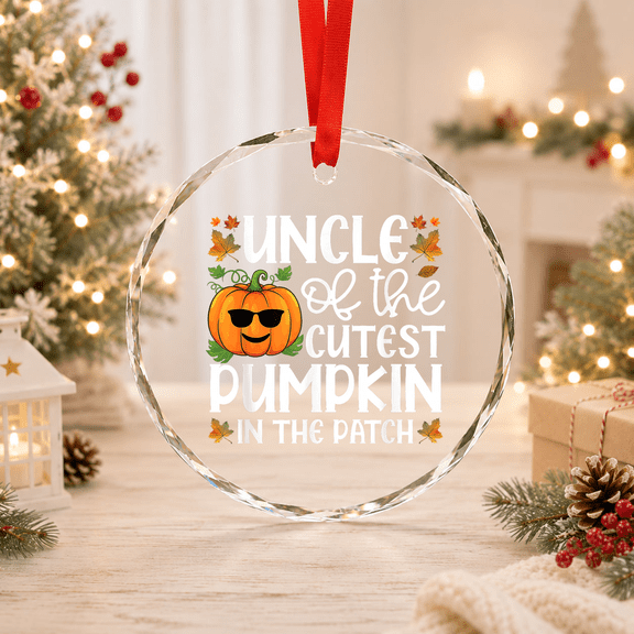 Uncle of the Cutest Pumpkin in the Patch Halloween Glass Ornament