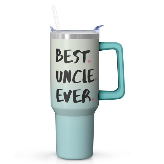 Uncle's Special Day Gift - 40 Oz Tumbler with Lid and Straw from Niece Nephew, Insulated Cup, Birthday Father's Day Christmas Present for Uncle