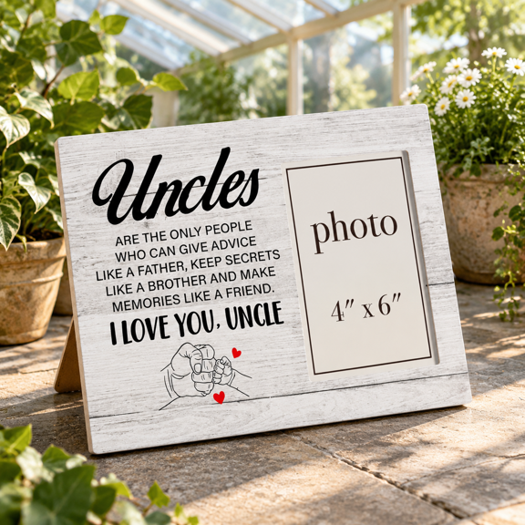 Uncles Wood 8x10 Picture Frame Holds 4x6 Photo for Birthday Gifts