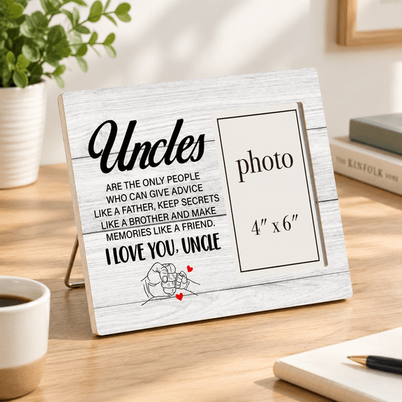Uncles Wood Picture Frame, 8x10 Inch Holds 4x6 Inch Photo, Decorative Gift