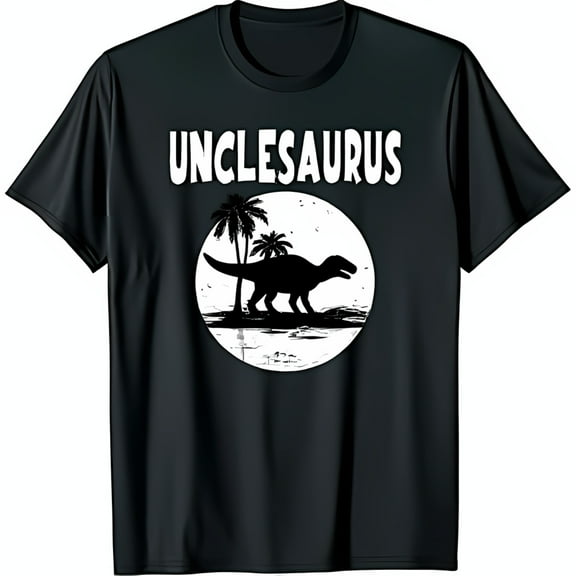 Unclesaurus Black T-Shirt with & Trees Design