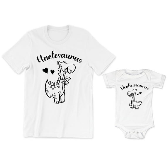 Unclesaurus Men's T-Shirt Cute Funny Dinosaur Love Matching Graphic Tee Nephewsaurus Baby Bodysuit Kids Toddler Shirt