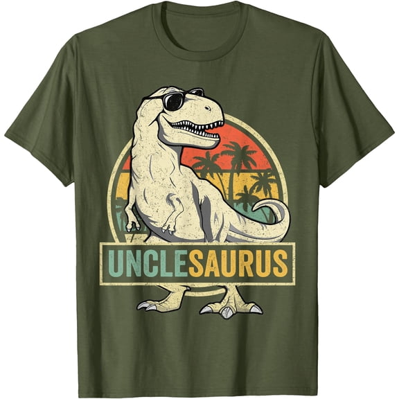 Unclesaurus T Rex Dinosaur Uncle Saurus Family Matching Unisex T-Shirt for Men Women,Military Green Color,Size L