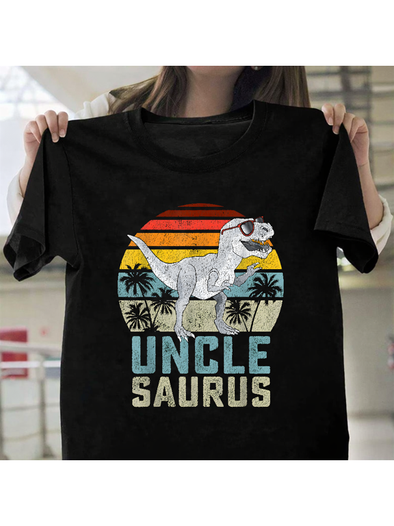 Unclesaurus T Rex Funny Dinosaur Uncle Family Humor Novelty Unisex T-Shirt, up to size 3XL.