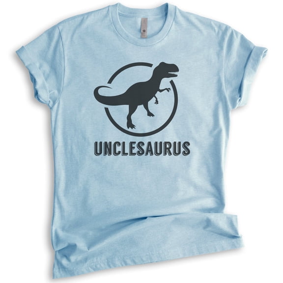 Unclesaurus T-shirt, Unisex Men's Shirt, Uncle Shirt, Uncle Dinosaur Shirt, Heather Light Blue, Small