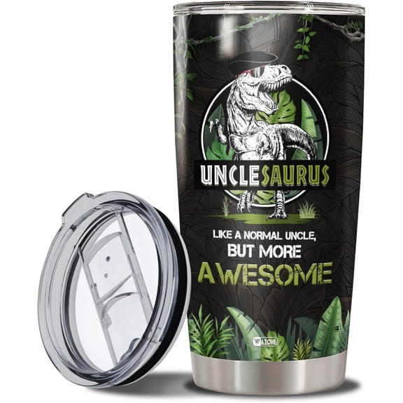 Unclesaurus Tumbler Cup With Lid Travel Mug 20Oz Insulated Stainless Steel Thermos Gift Idea Birthday Christmas Presents For Awesome Uncles Best Uncle Saurus Ever From Niece Nephew