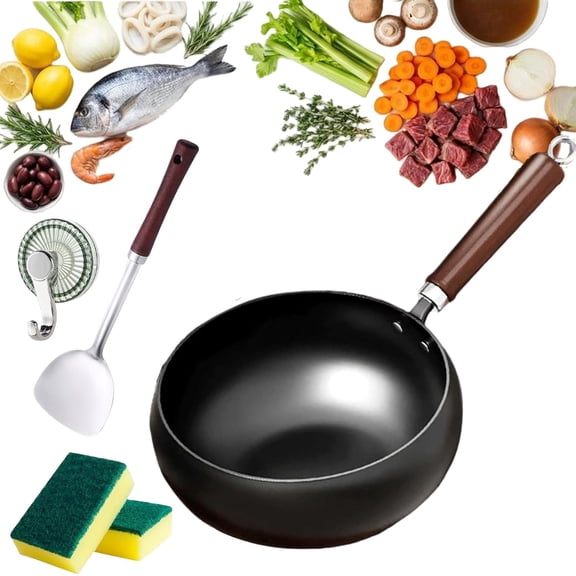 Uncoated Thick Iron Pot, Japanese Non-Stick Cast Iron Pot, Japanese Cast Iron Pan, Hand-Forged Non-Stick Cast Iron Skillet, for All Stoves, Durable & Rust-Free (Smooth-No Cover, 28cm/11.02inch)