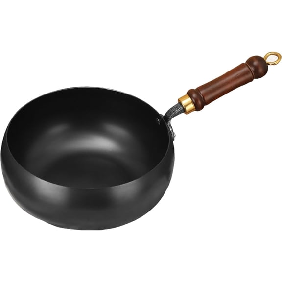 Uncoated Thick Iron Pot - Unenameled Cast Iron Casserole, Handmade Hammered & Large Belly with Lid for Baking, Cooking, Stewing (24CM/9.45IN,without Lid)